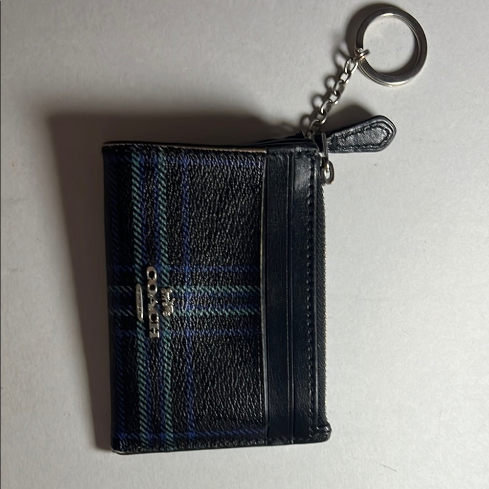 Coach Black and Blue Leather Key & Card Holder